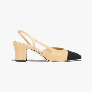 CHANEL Slingback cap toe heels shoes pumps 36